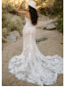 Strapless Ivory Lace Dotted Tulle Dazzling Wedding Dress